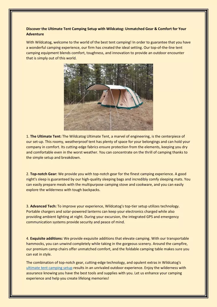 discover the ultimate tent camping setup with