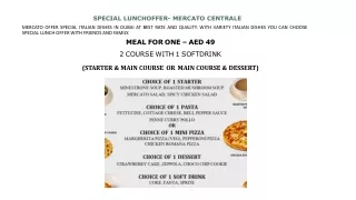 SPECIAL LUNCH OFFER- MERCATO CENTRALE