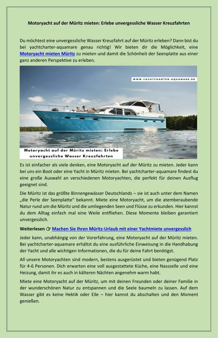 motoryacht auf der m ritz mieten erlebe