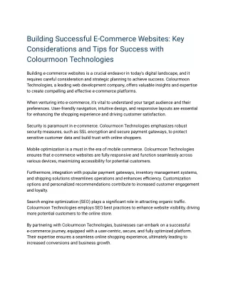 Building Successful E-Commerce Websites_ Key Considerations and Tips for Success with Colourmoon Technologies (1)