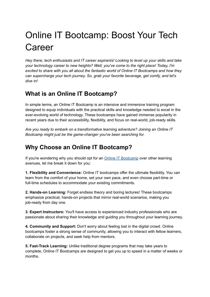 online it bootcamp boost your tech career