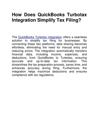 how does quickbooks turbotax integration simplify