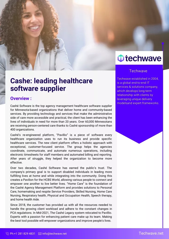 cashe leading healthcare software supplier