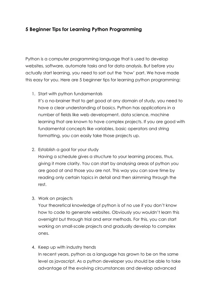 5 beginner tips for learning python programming
