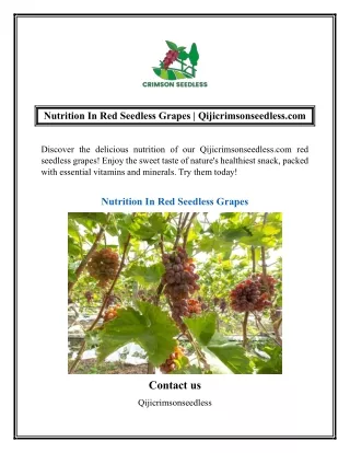 Nutrition In Red Seedless Grapes  Qijicrimsonseedless.com