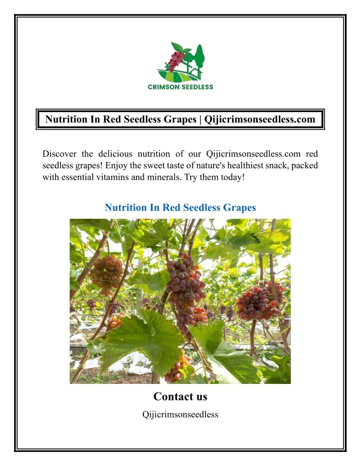 nutrition in red seedless grapes