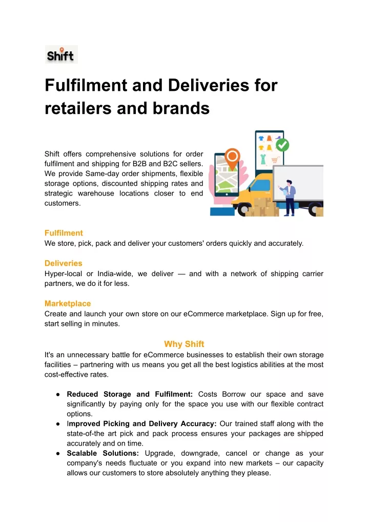 fulfilment and deliveries for retailers and brands