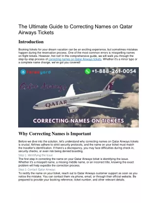 The Ultimate Guide to Correcting Names on Qatar Airways Tickets