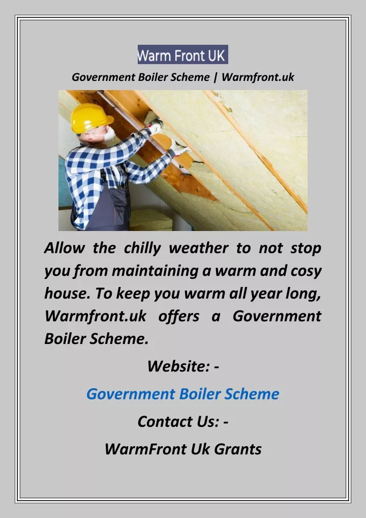 government boiler scheme warmfront uk