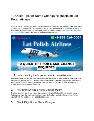 10 Quick Tips for Name Change Requests on Lot Polish Airlines