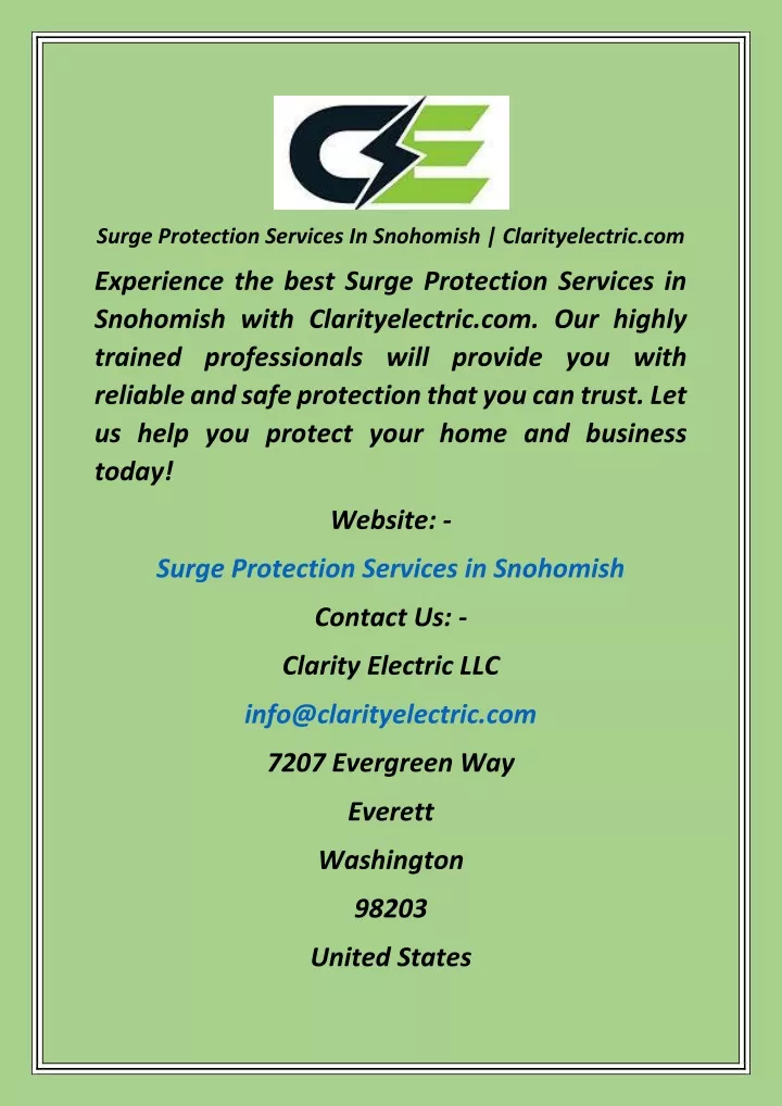 surge protection services in snohomish
