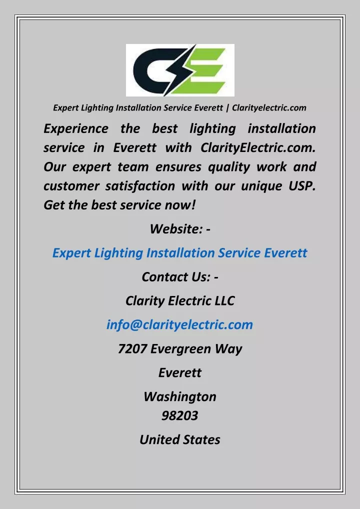 expert lighting installation service everett