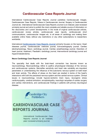 Cardiovascular Case Reports Journal