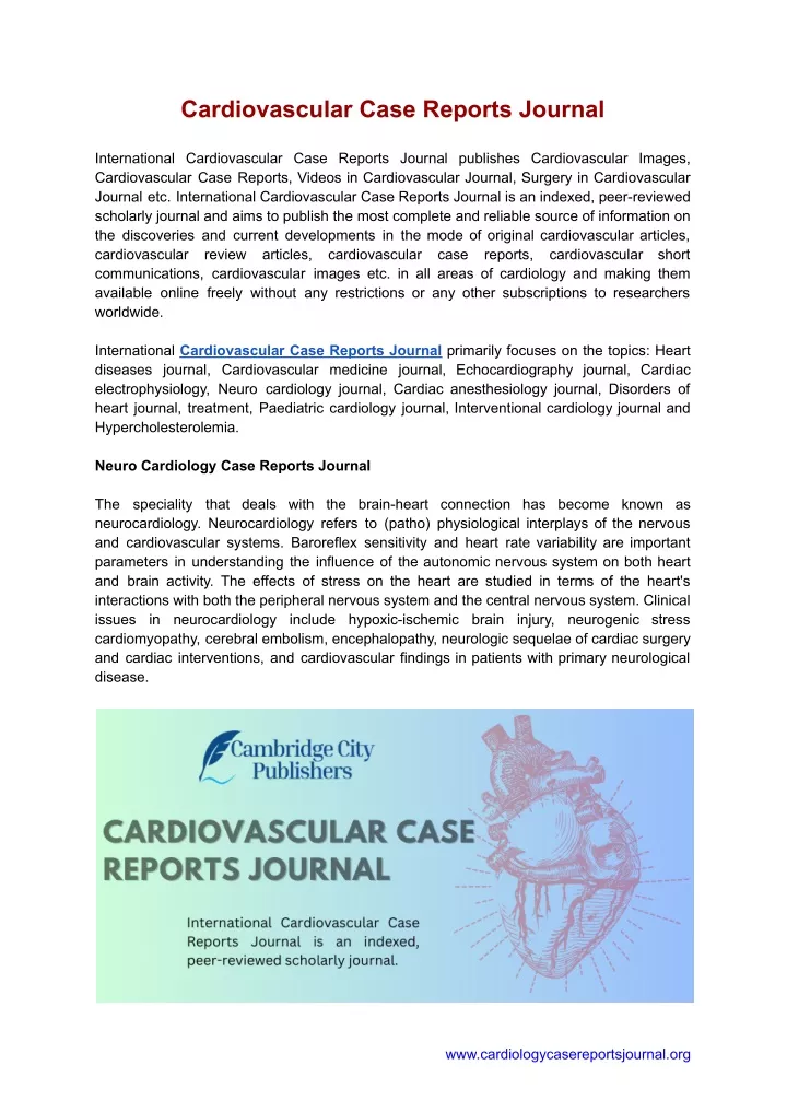 cardiovascular case reports journal