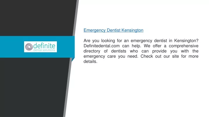 emergency dentist kensington are you looking