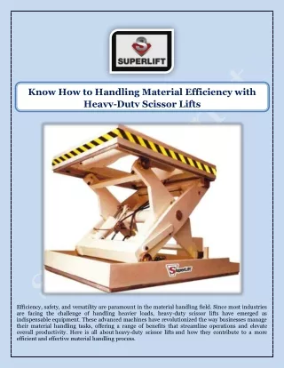 Know How to Handling Material Efficiency with Heavy-Duty Scissor Lifts
