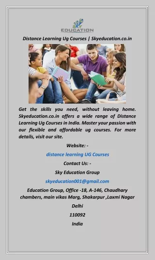 Distance Learning Ug Courses  Skyeducation.co.in