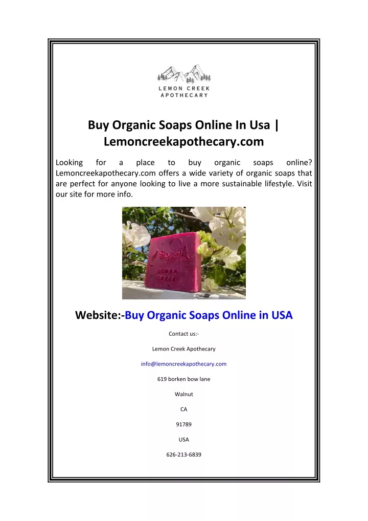 buy organic soaps online