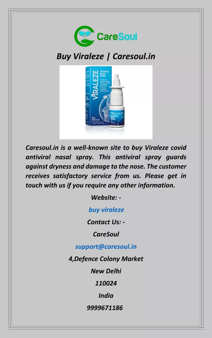 buy viraleze caresoul in