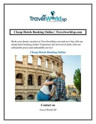Cheap Hotels Booking Online Travelworldxp.com