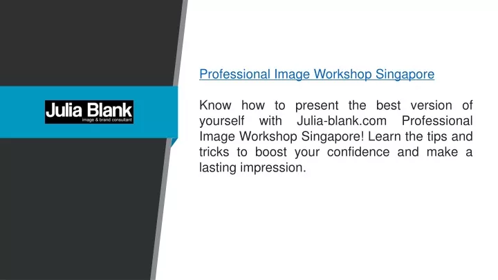 professional image workshop singapore know