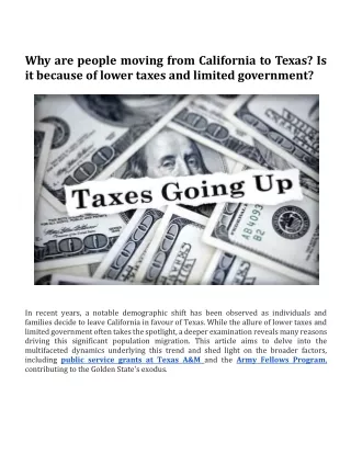 Why are people moving from California to Texas
