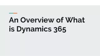 Dynamics 365 Overview - Aplica