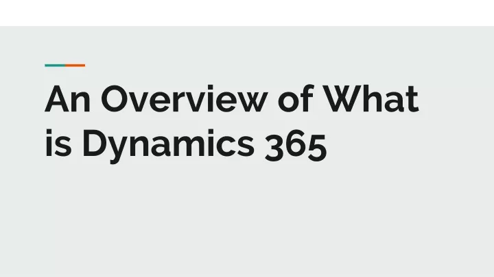 an overview of what is dynamics 365