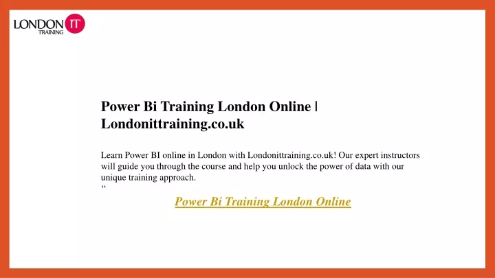 power bi training london online londonittraining