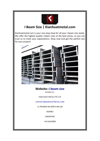 I Beam Size  Kianhuatmetal.com