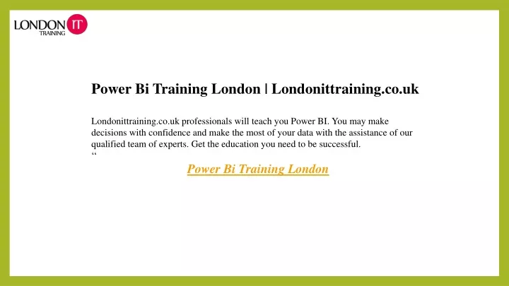 power bi training london londonittraining