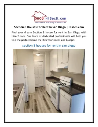 Section 8 Houses For Rent In San Diego  Hisec8.com