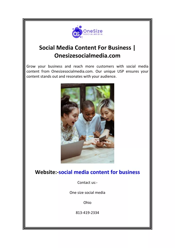 social media content for business