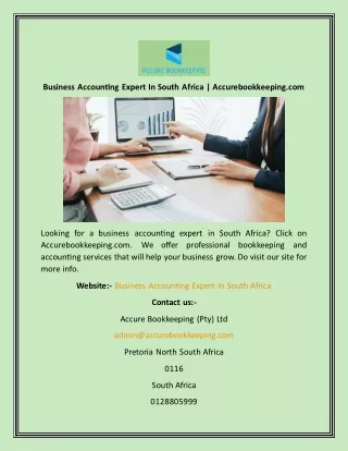 Business Accounting Expert In South Africa  Accurebookkeeping