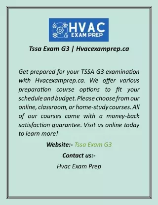 Tssa Exam G3  Hvacexamprep.ca