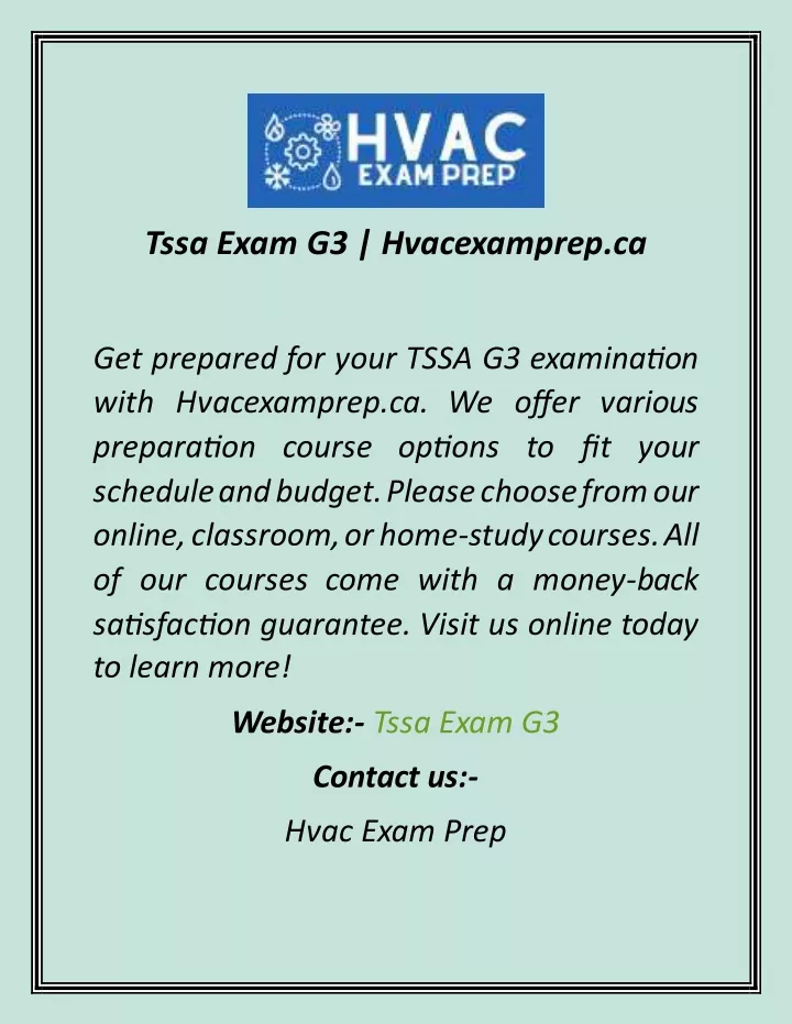 PPT Tssa Exam G3 Hvacexamprep.ca PowerPoint Presentation, free