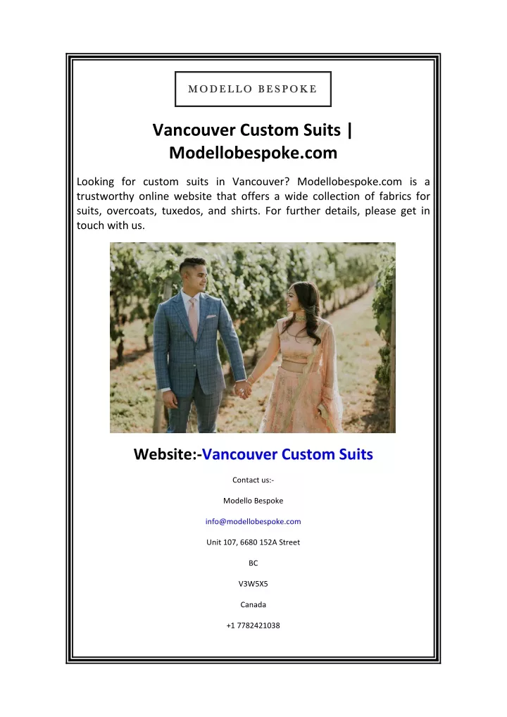 vancouver custom suits modellobespoke com