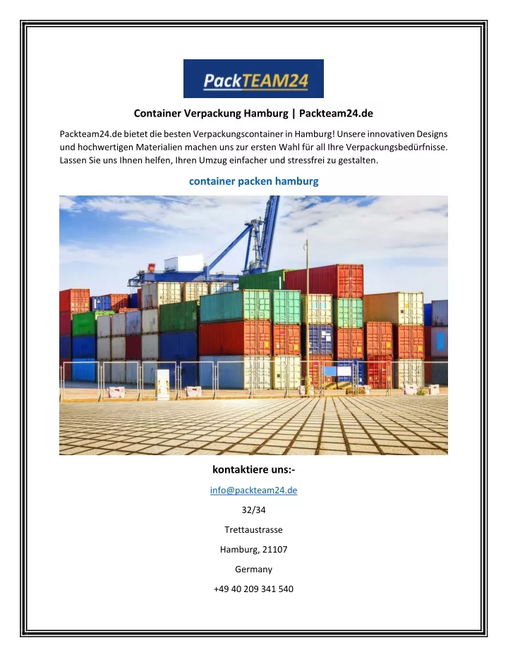 PPT - Container Verpackung Hamburg | Packteam24.de PowerPoint ...