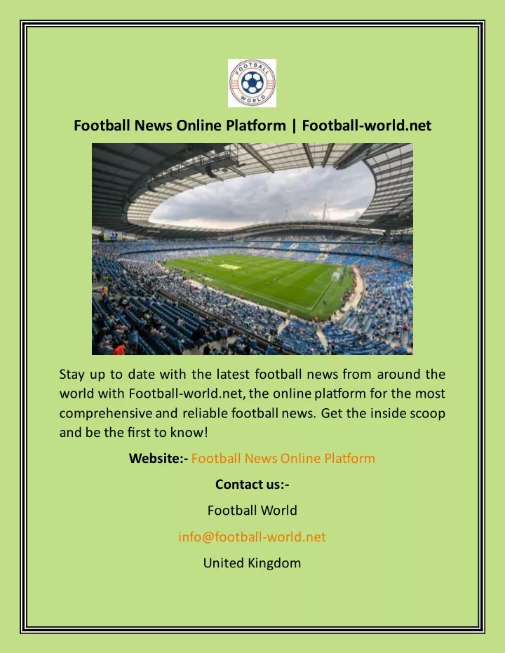 football news online platform football world net