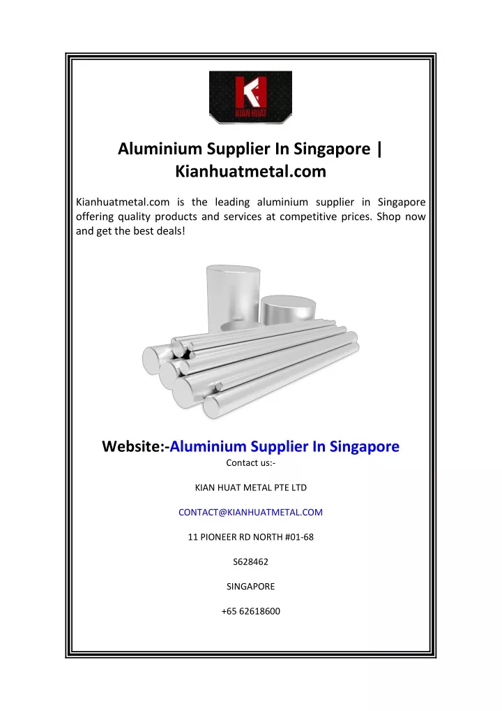 aluminium supplier in singapore kianhuatmetal com