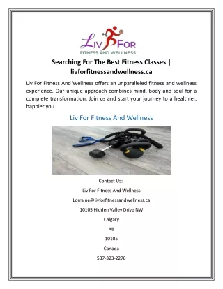 Searching For The Best Fitness Classes  livforfitnessandwellness.ca