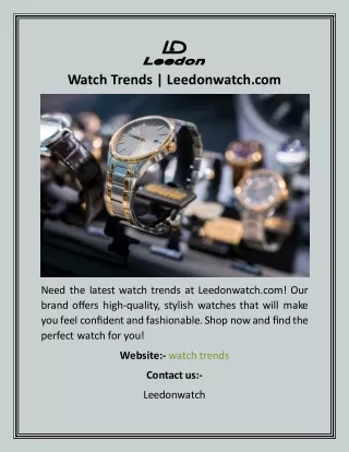 Watch Trends  Leedonwatch