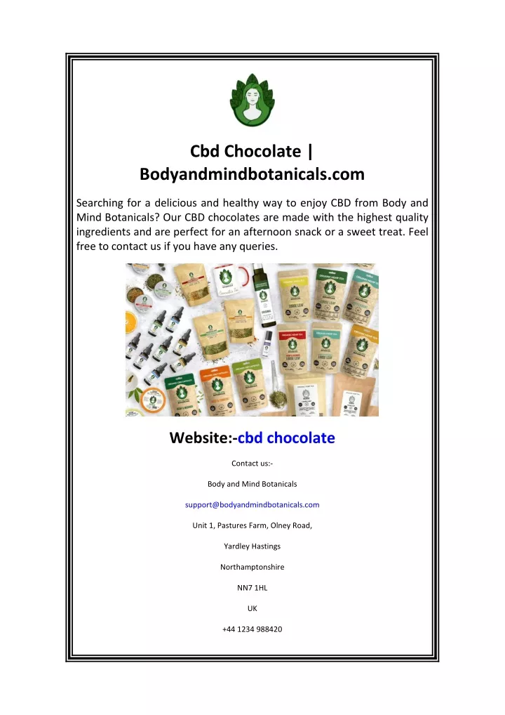 cbd chocolate bodyandmindbotanicals com