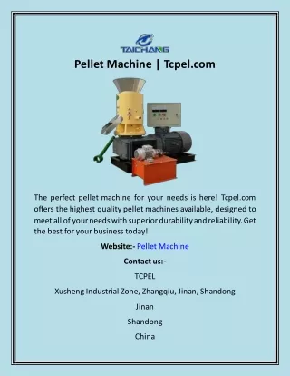 Pellet Machine  Tcpel