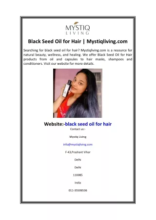 Black Seed Oil for Hair Mystiqliving.com