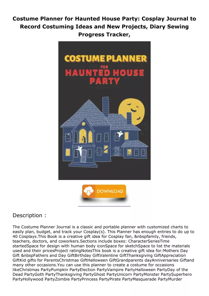costume planner for haunted house party cosplay