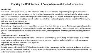cracking the ias interview a comprehensive guide