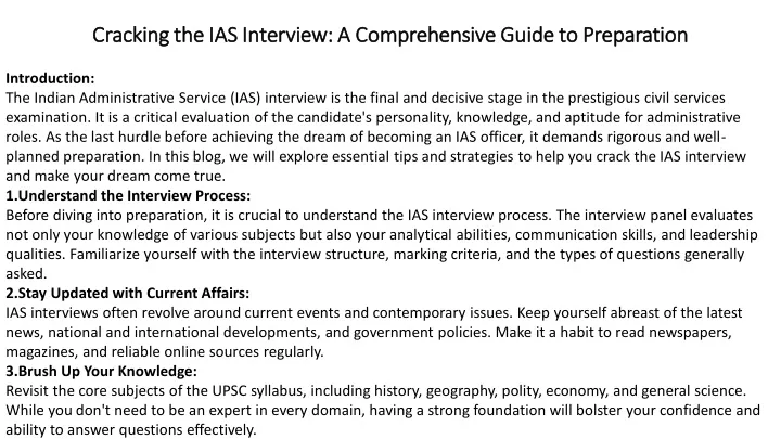 cracking the ias interview a comprehensive guide