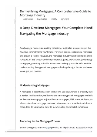 Demystifying Mortgages_ A Comprehensive Guide to Navigating the Mortgage Industry