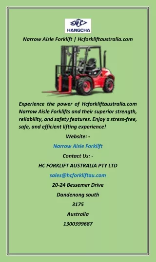 Narrow Aisle Forklift  Hcforkliftaustralia